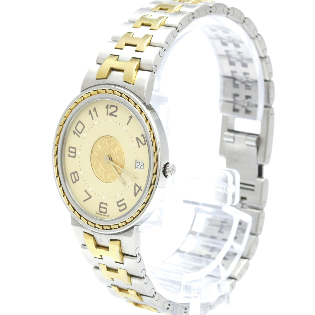 Hermes Sellier Quartz Stainless Steel And Plated Metal Watch (Pre-Owned)