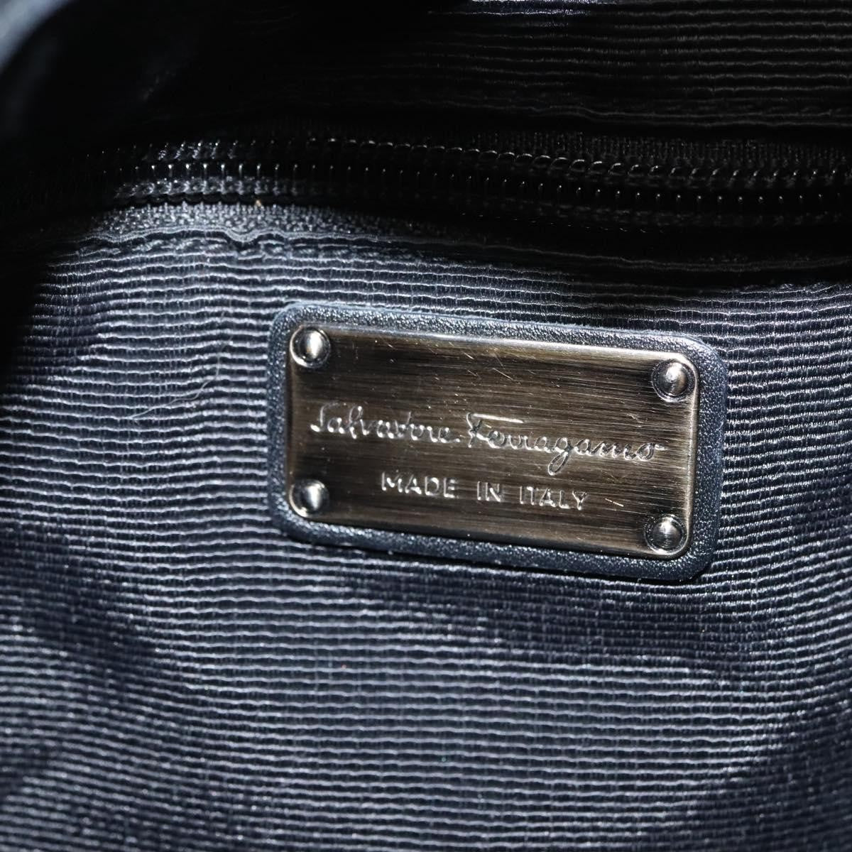 Salvatore Ferragamo Vala Patent Leather Black Patent_Leather Handbag (Pre-Owned)