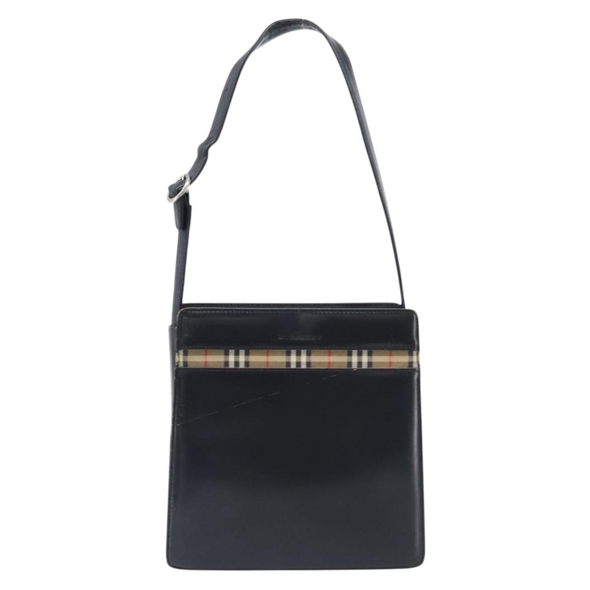 Burberry Nova Check Canvas And Leather Black Leather Handbag (Pre-Owned)