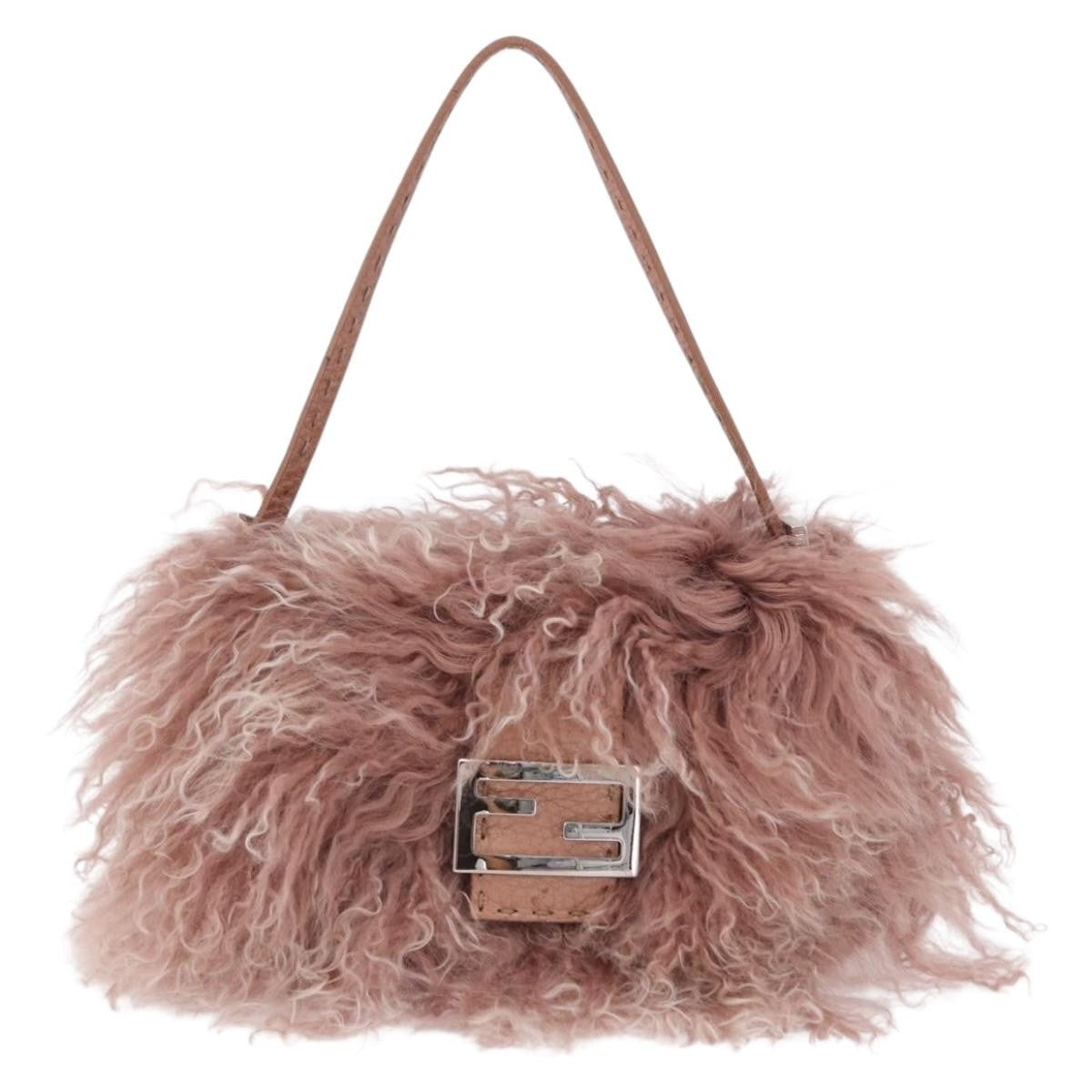 Fendi Selleria Selleria Pink Wool Handbag (Pre-Owned)