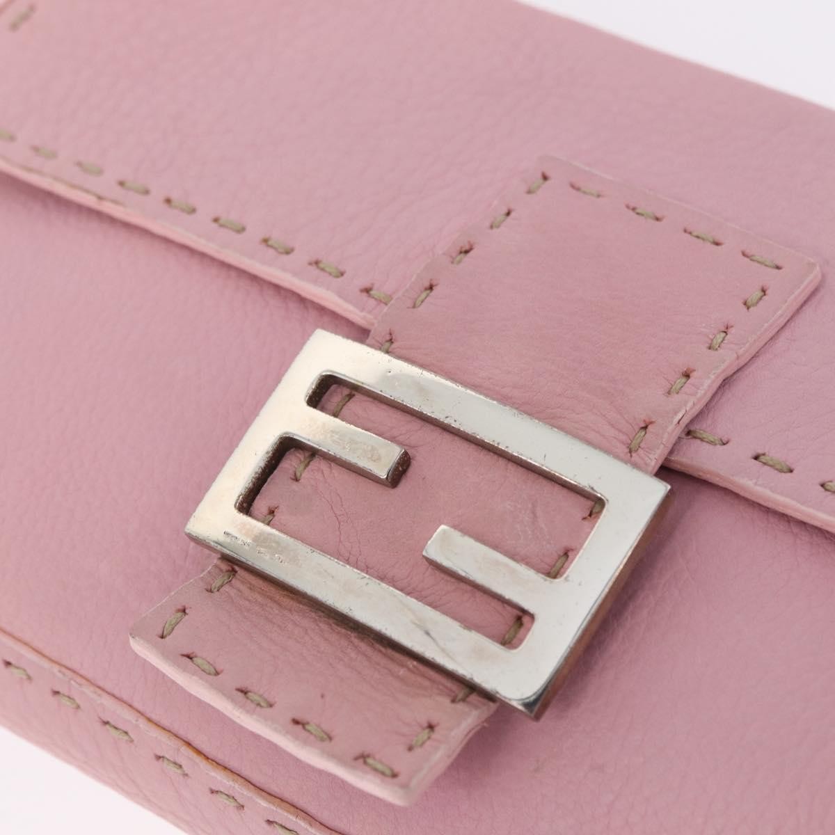 Fendi Selleria Baguette Leather Pink Leather Handbag (Pre-Owned)