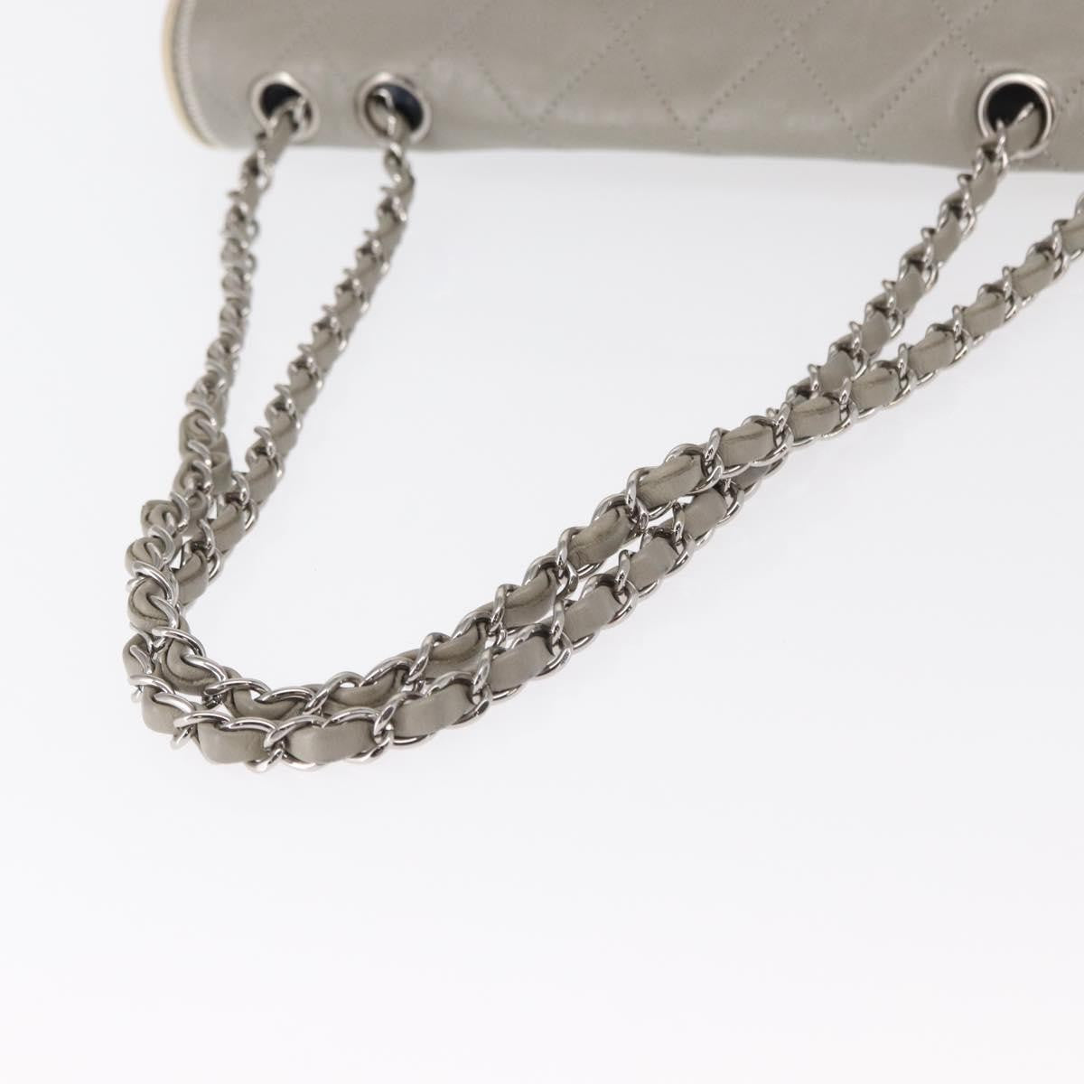 Chanel Mademoiselle Lock Flap Quilted Lambskin Gray Leather Shoulder Bag Bag (Pre-Owned)