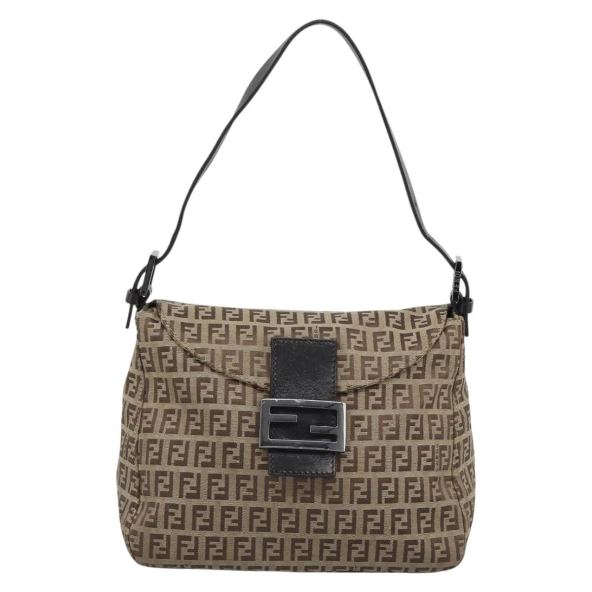 Fendi Mamma Baguette Canvas Beige Canvas Handbag (Pre-Owned)