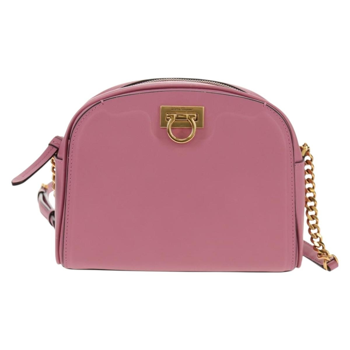 Salvatore Ferragamo Gancini Leather Pink Leather Shoulder Bag Bag (Pre-Owned)