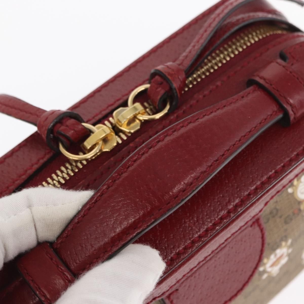 Gucci Doraemon Ophidia Zip Around Camera Printed Mini Gg Coated Canvas Beige Canvas Handbag (Pre-Owned)