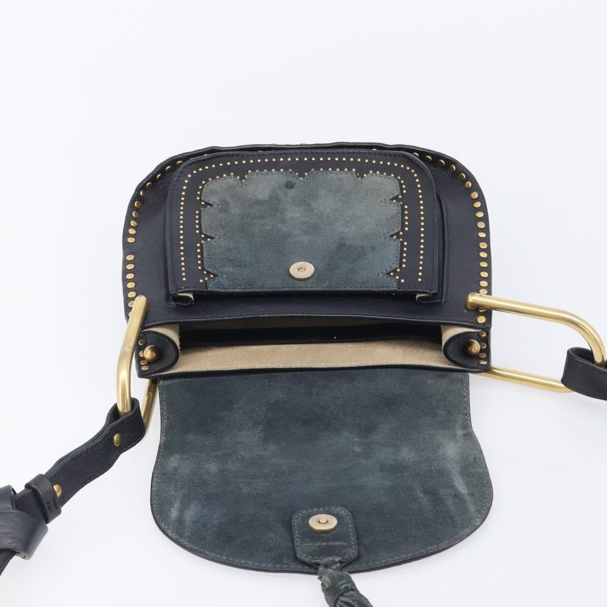 Chloe Hudson Studded Leather Black Leather Handbag (Pre-Owned)