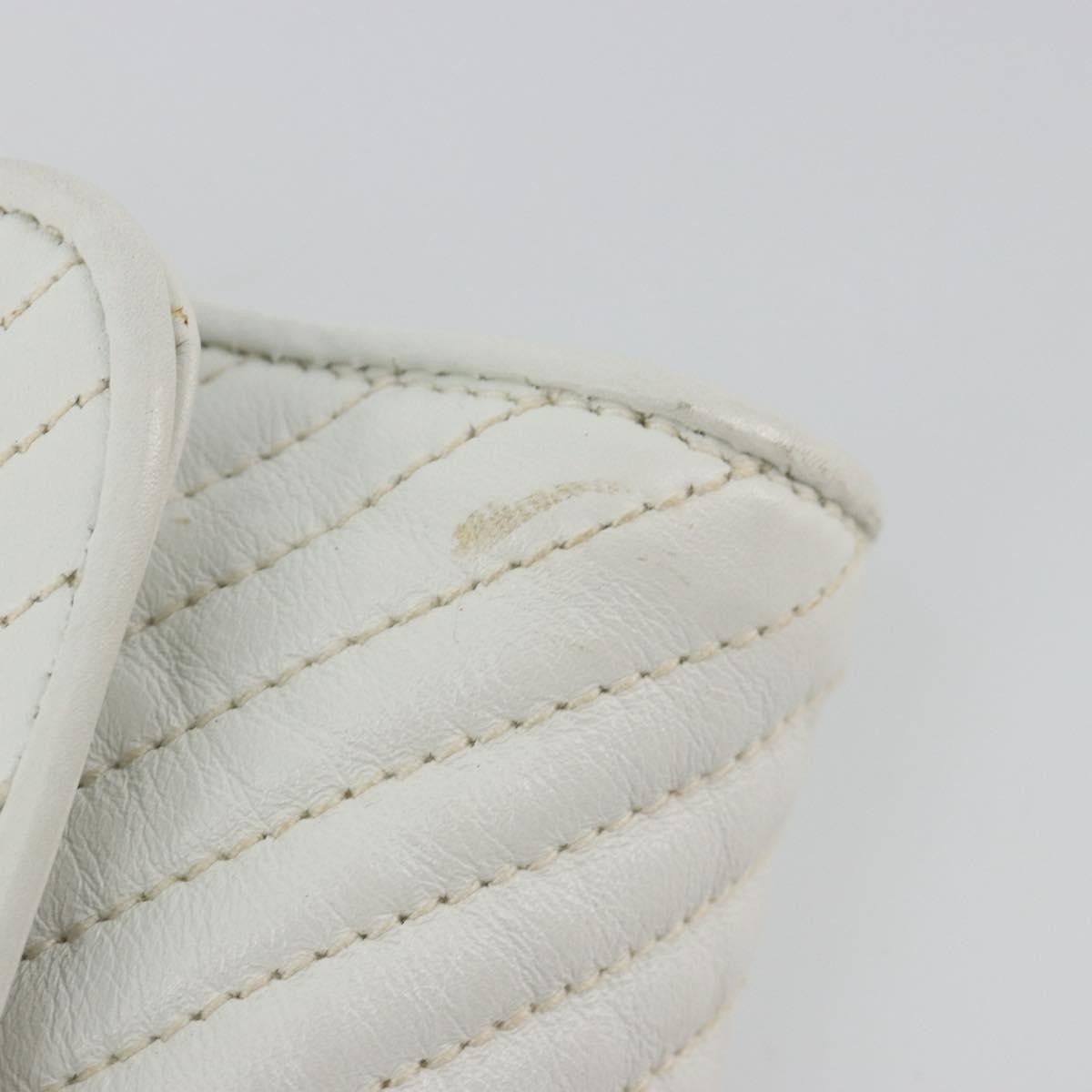 Celine Vintage Flap Quilted Leather White Leather Shoulder Bag Bag (Pre-Owned)