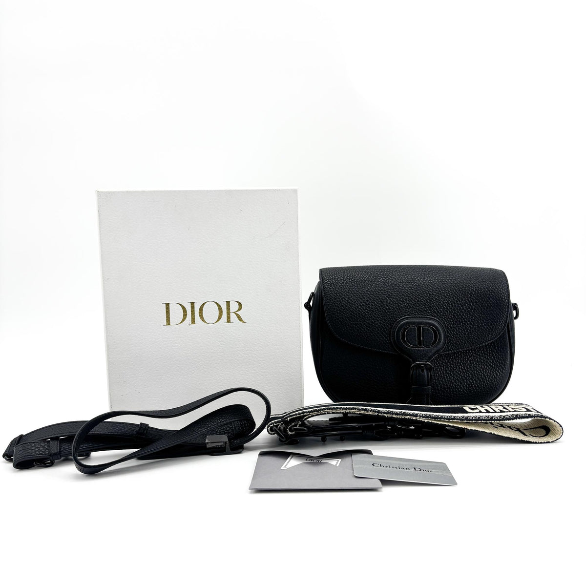 Christian Dior Bobby Flap Leather Black Leather Handbag (Pre-Owned)