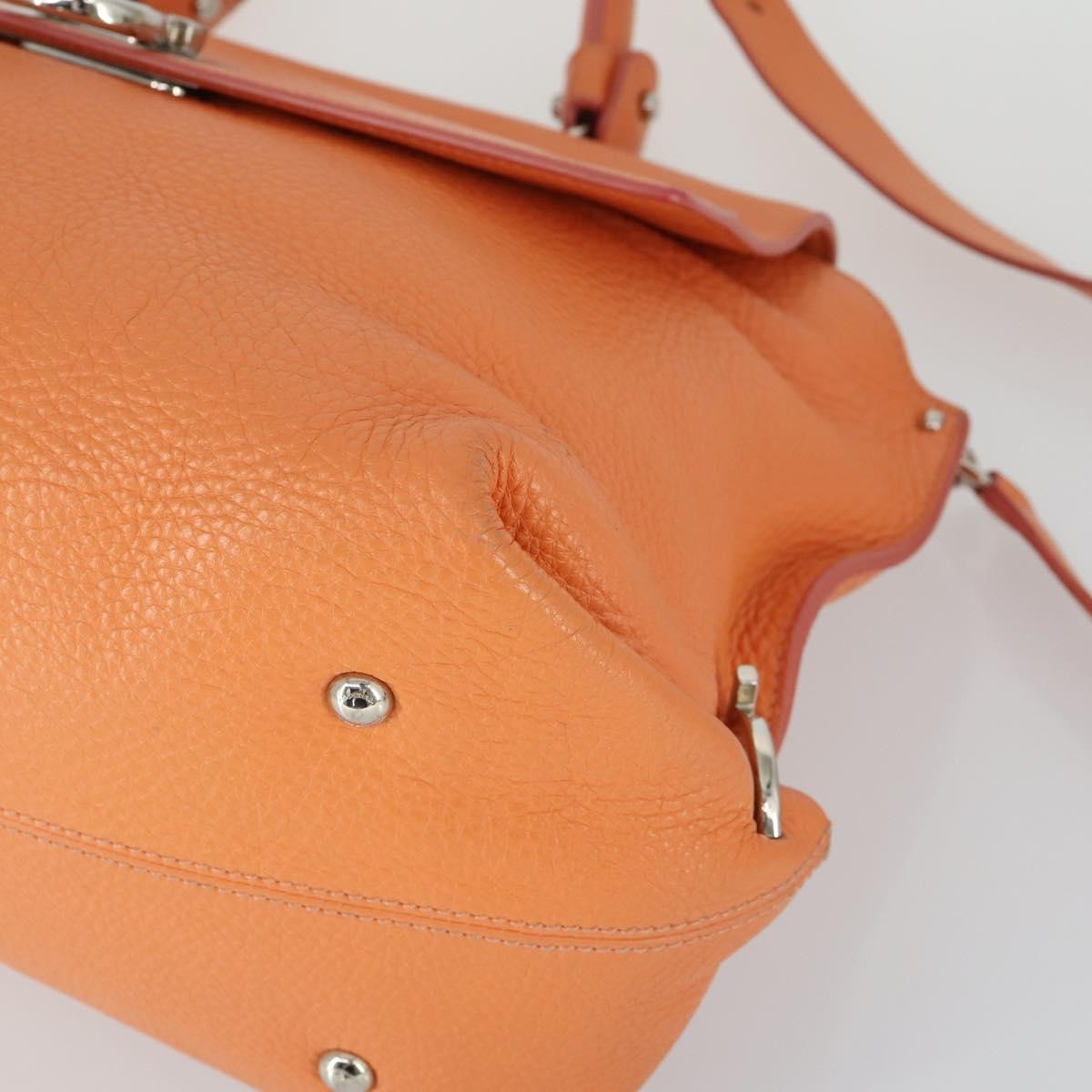 Salvatore Ferragamo Sofia Satchel Grainy Leather Orange Leather Handbag (Pre-Owned)