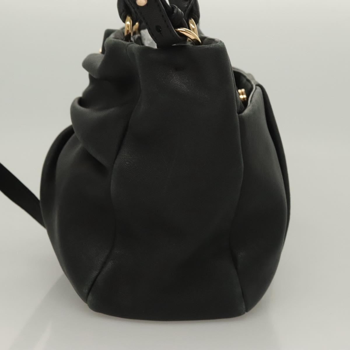 Salvatore Ferragamo Vala Leather Black Leather Handbag (Pre-Owned)
