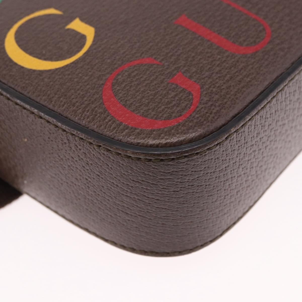 Gucci Aria 100Th Anniversary Belt Printed Leather Brown Leather Clutche & Pouche Bag (Pre-Owned)