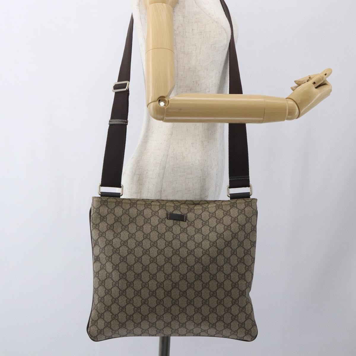 Gucci Zip Top Messenger Gg Coated Canvas Beige Canvas Shoulder Bag Bag (Pre-Owned)