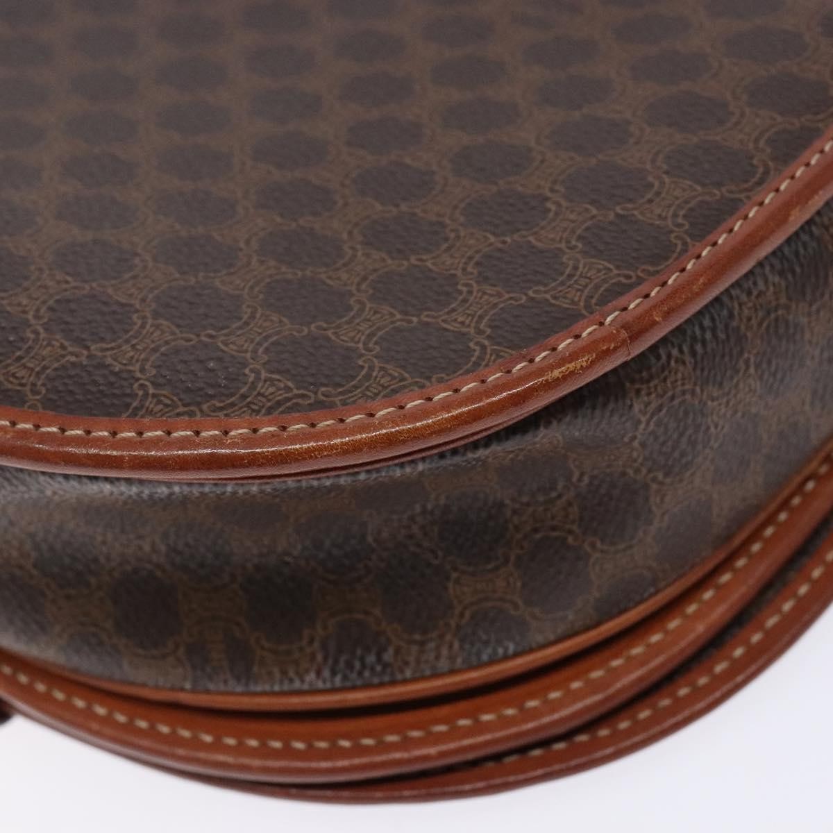 Celine Macadam Shoulder Pvc Leather Brown Canvas Bag (Pre-Owned)