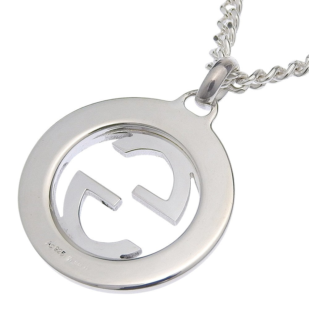 Gucci Engraved Interlocking G Chain Link Pendant Sterling Silver Silver Silver Necklace Jewelry (Pre-Owned)