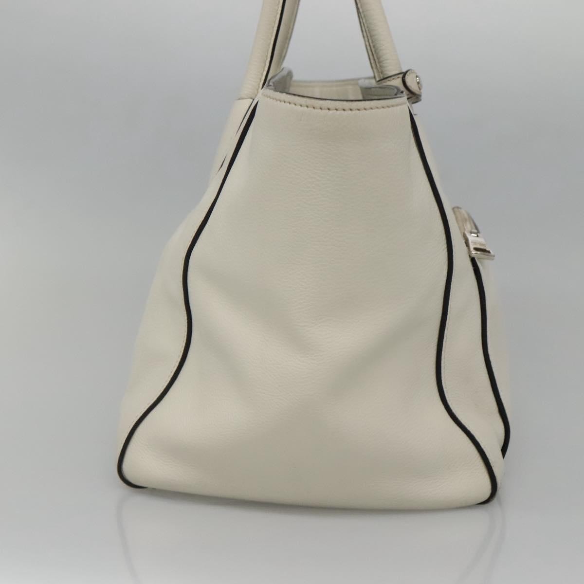 Prada Front Pocket Wing Convertible Tote Vitello Daino White Leather Tote Bag Bag (Pre-Owned)