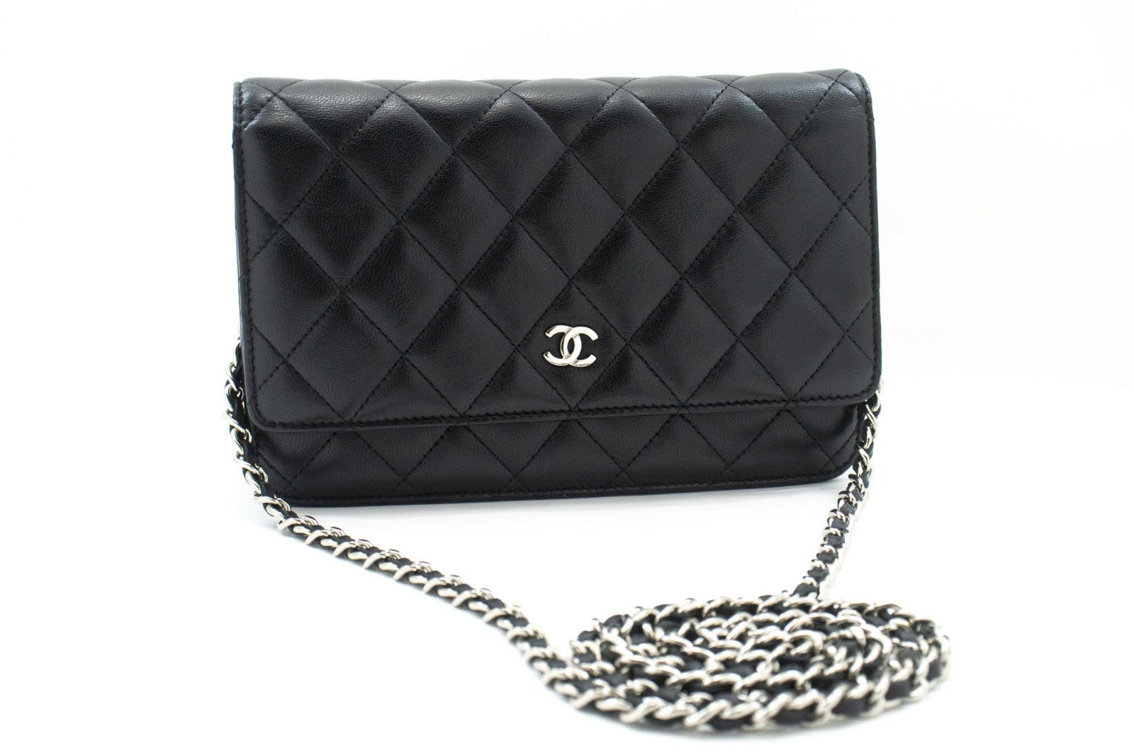 Chanel Wallet On Chain Quilted Lambskin Black Leather Wallets Accessory (Pre-Owned)