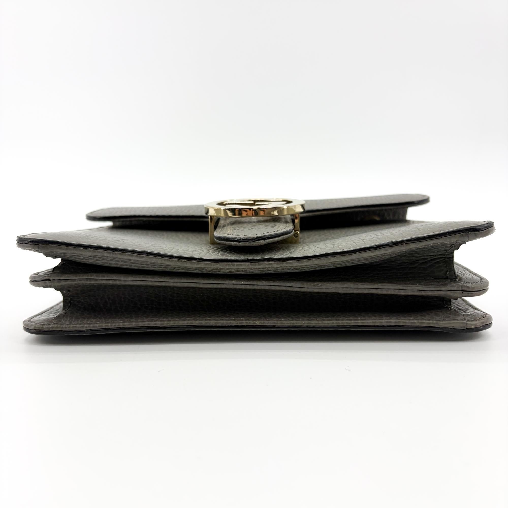 Gucci Interlocking Leather Gold Leather Shoulder Bag Bag (Pre-Owned)