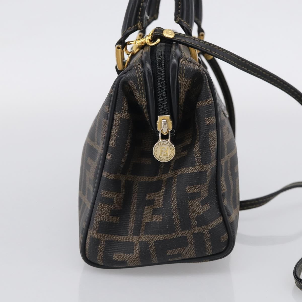 Fendi Convertible Boston Zucca Canvas Brown Canvas Handbag (Pre-Owned)