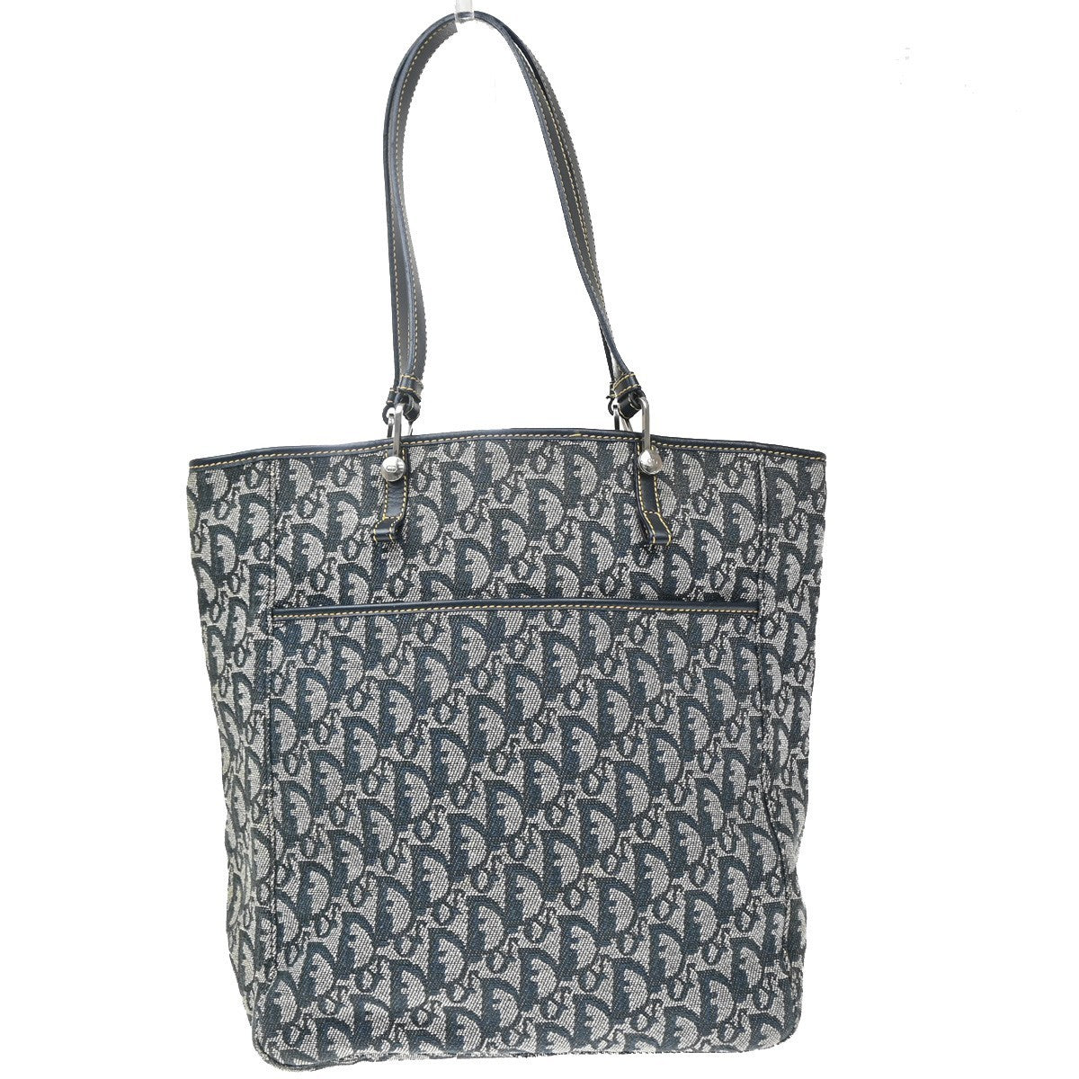 Christian Dior Vintage Open Pocket Diorissimo Canvas Navy Canvas Tote Bag Bag (Pre-Owned)