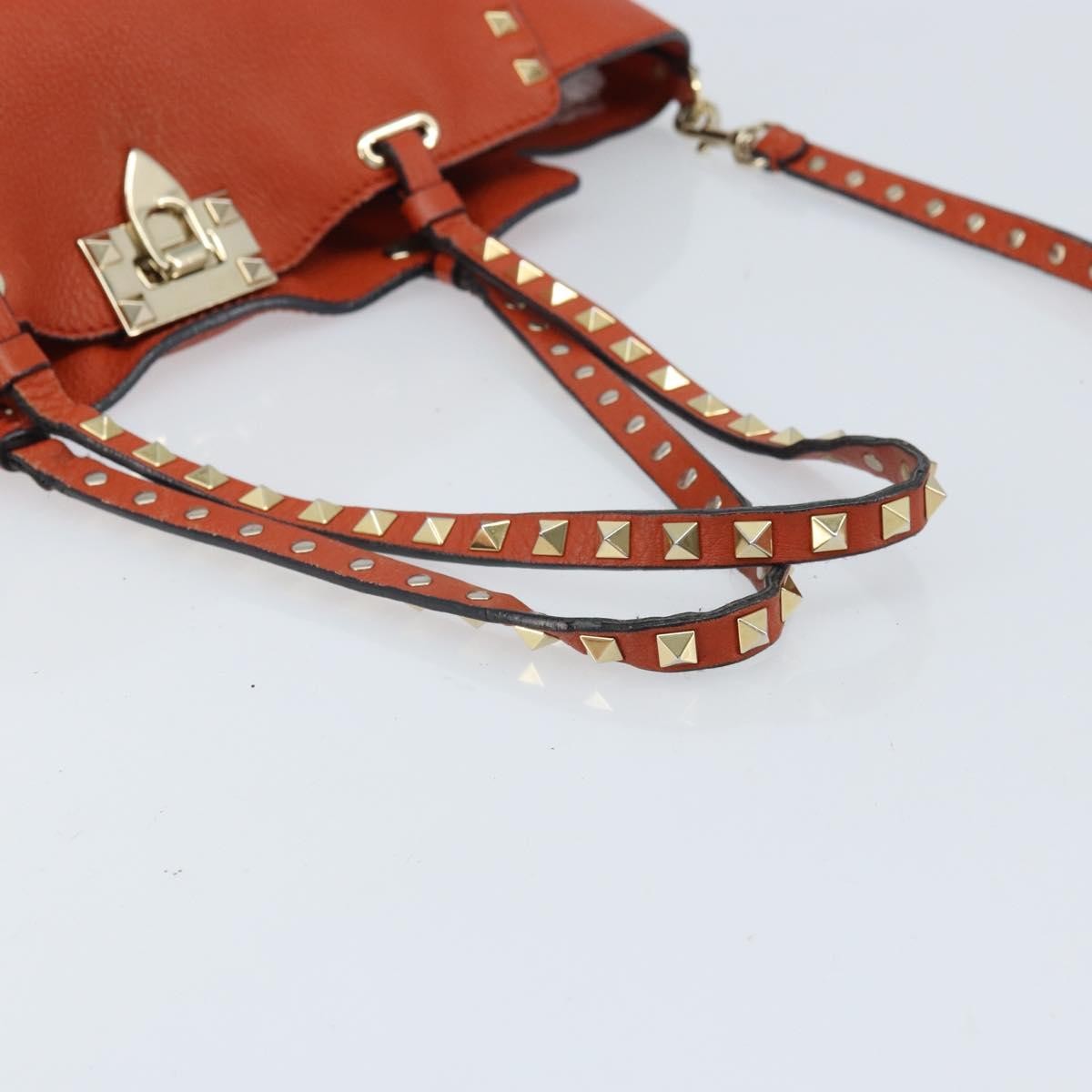 Valentino Garavani 1975 Rockstud Striped Leather Orange Leather Tote Bag Bag (Pre-Owned)