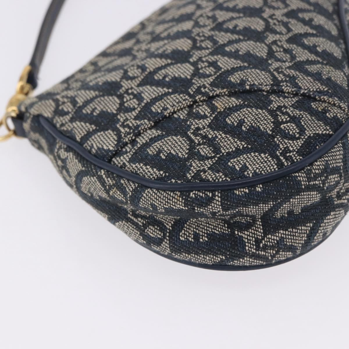 Christian Dior Vintage Saddle Bag Canvas Navy Canvas Clutche & Pouche Bag (Pre-Owned)