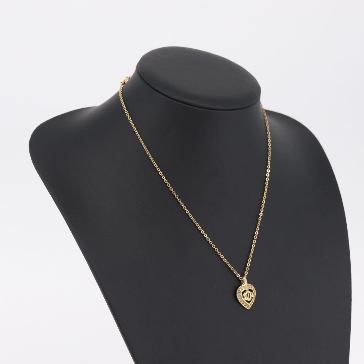Christian Dior Logo Heart Pendant Metal Gold Metal Necklace Jewelry (Pre-Owned)