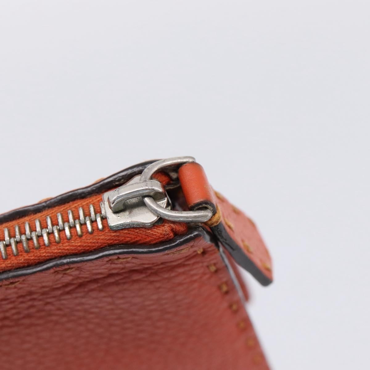 Fendi Selleria Zip Clutch Leather Orange Leather Clutche & Pouche Bag (Pre-Owned)
