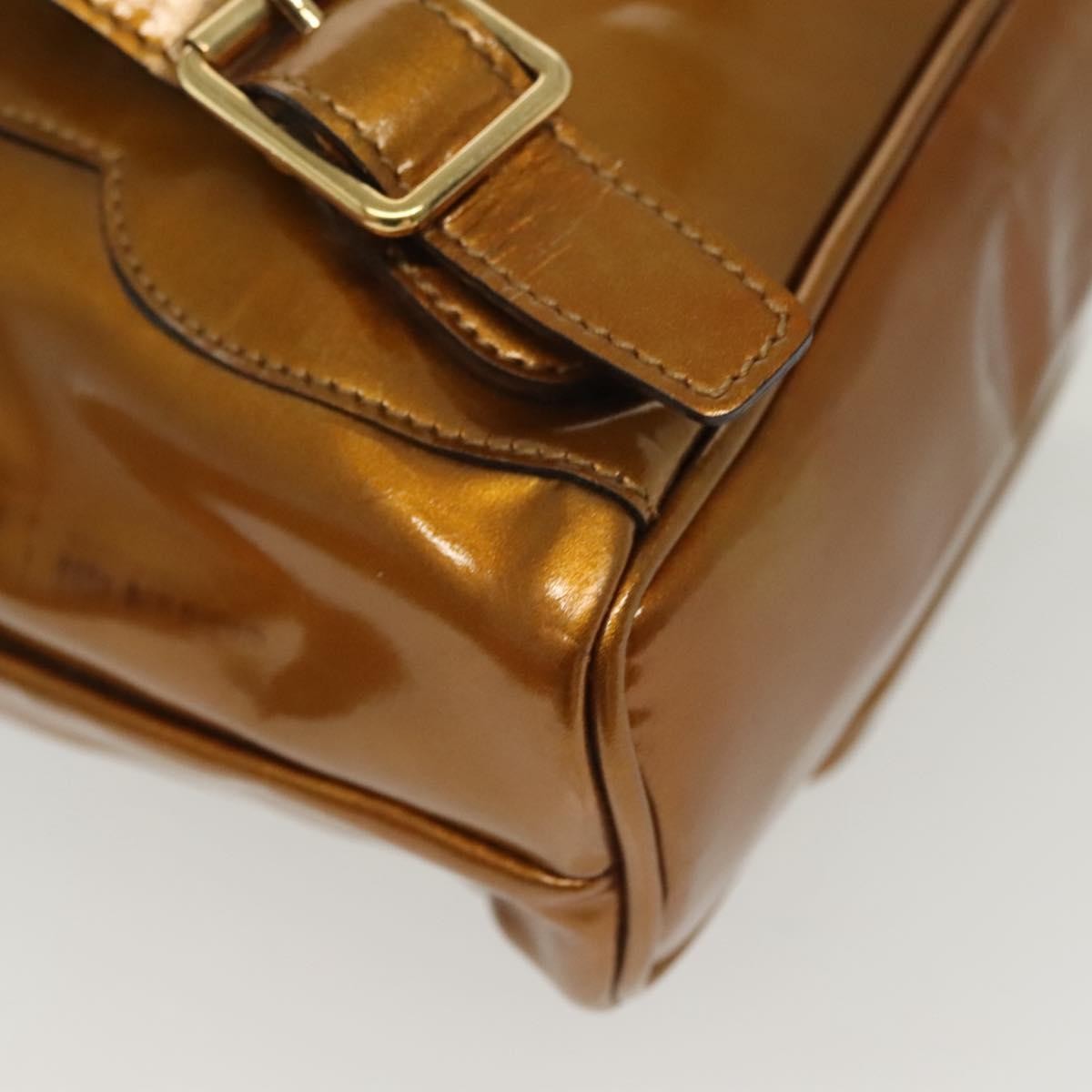 Gucci Vintage Bamboo Patent Gold Patent_Leather Bag (Pre-Owned)