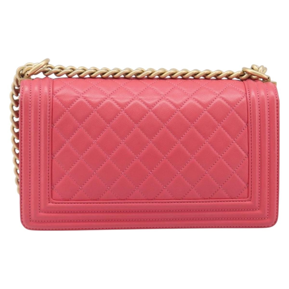 Chanel Boy Flap Quilted Lambskin Pink Leather Shoulder Bag Bag (Pre-Owned)