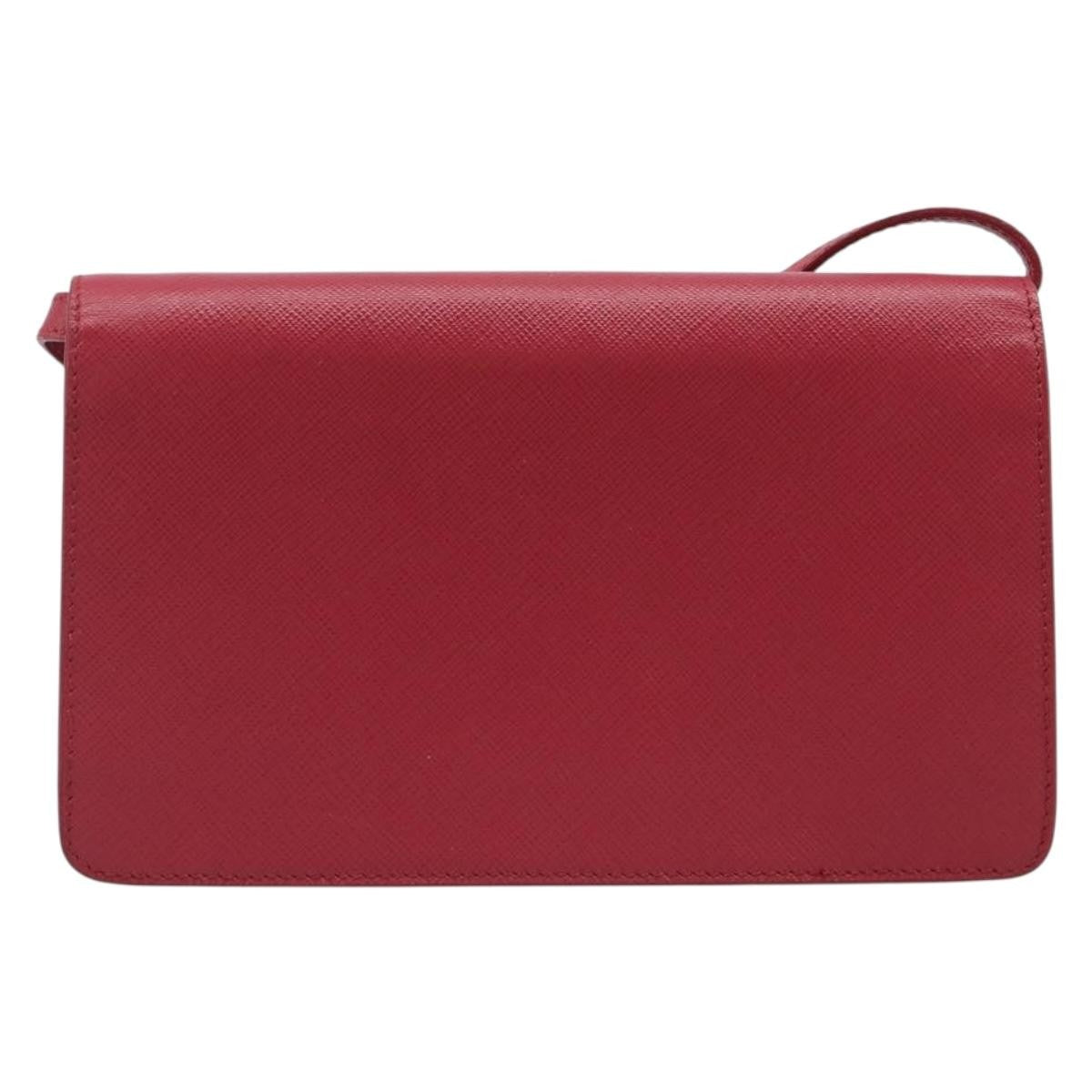 Prada Bow Wallet On Strap Saffiano Leather Red Leather Crossbody Bag Bag (Pre-Owned)