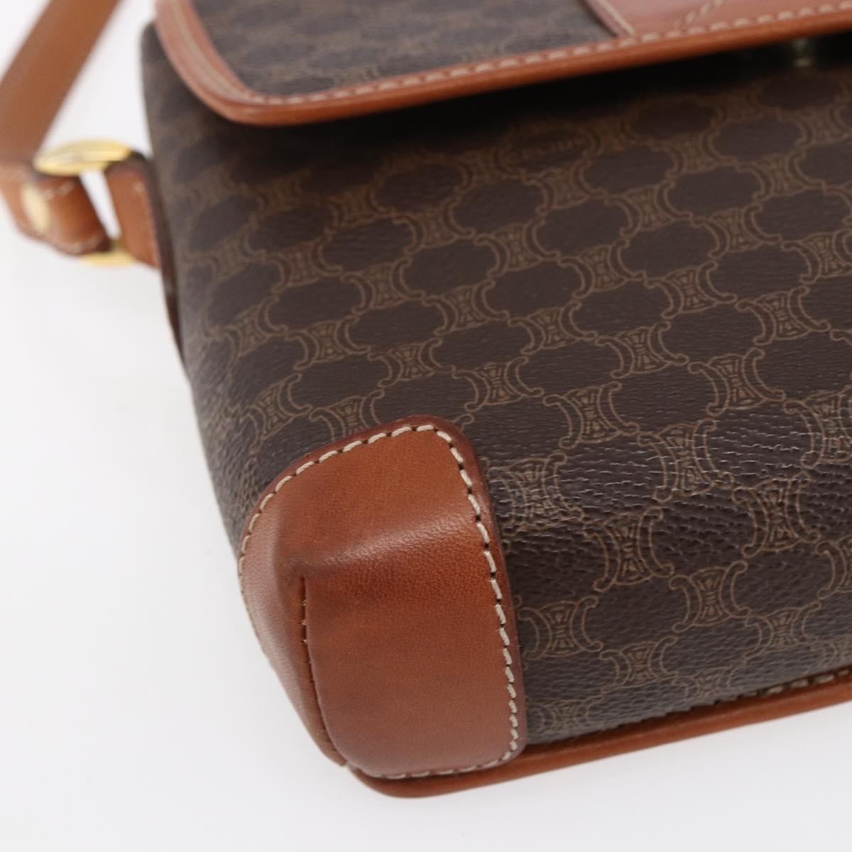 Celine Vintage Macadam Canvas And Leather Brown Canvas Shoulder Bag Bag (Pre-Owned)