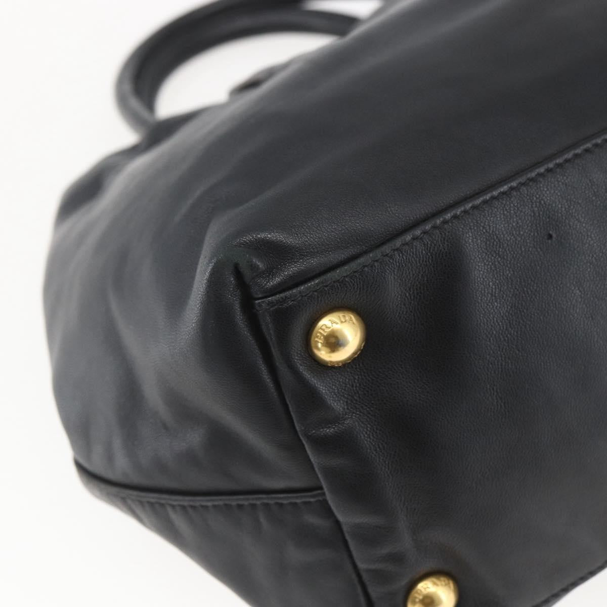Prada Bow Tote Leather Black Leather Tote Bag Bag (Pre-Owned)