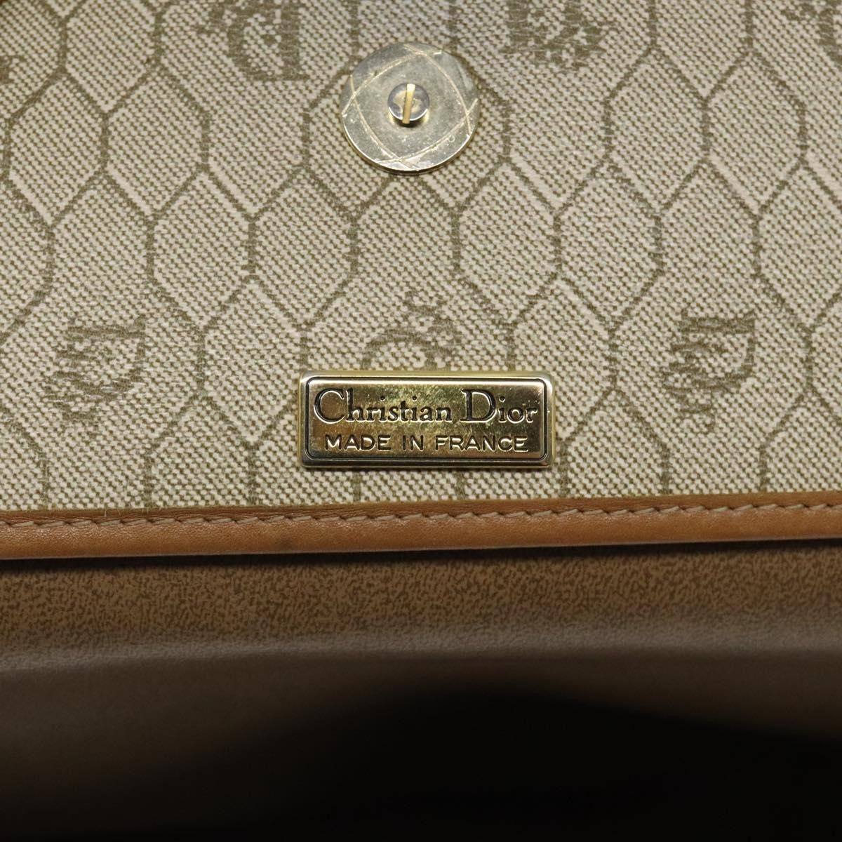 Christian Dior Vintage Honeycomb Flap Canvas And Leather Beige Canvas Shoulder Bag Bag (Pre-Owned)