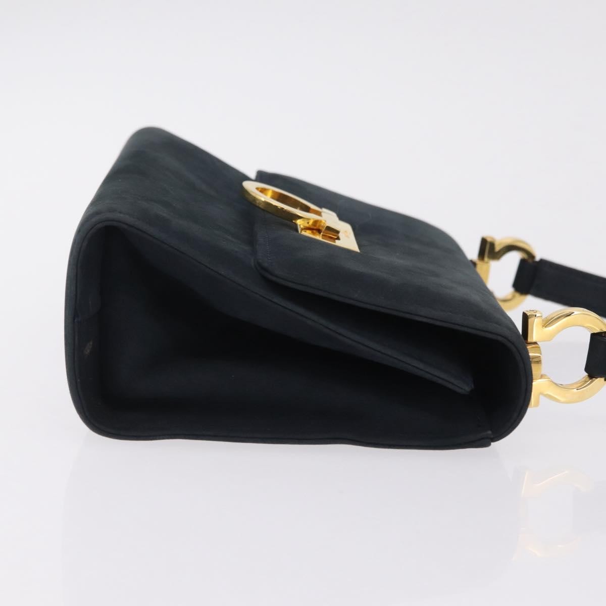 Salvatore Ferragamo Gancini Flap Suede Navy Suede Shoulder Bag Bag (Pre-Owned)