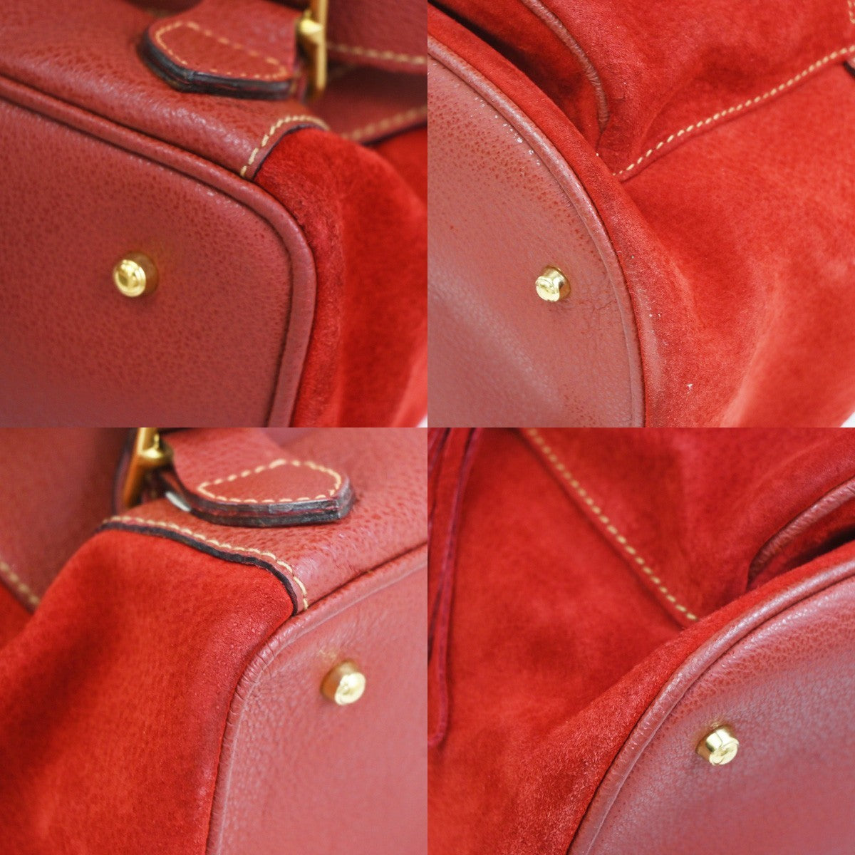 Gucci Vintage Backpack Suede Red Suede Backpack Bag (Pre-Owned)