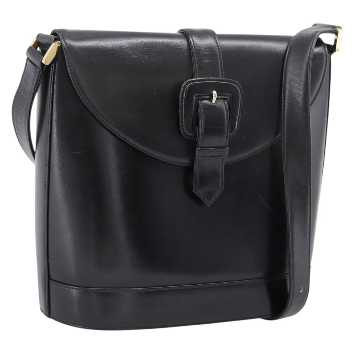 Saint Laurent Vintage Shoulder Bag Leather Black Leather Shoulder Bag Bag (Pre-Owned)