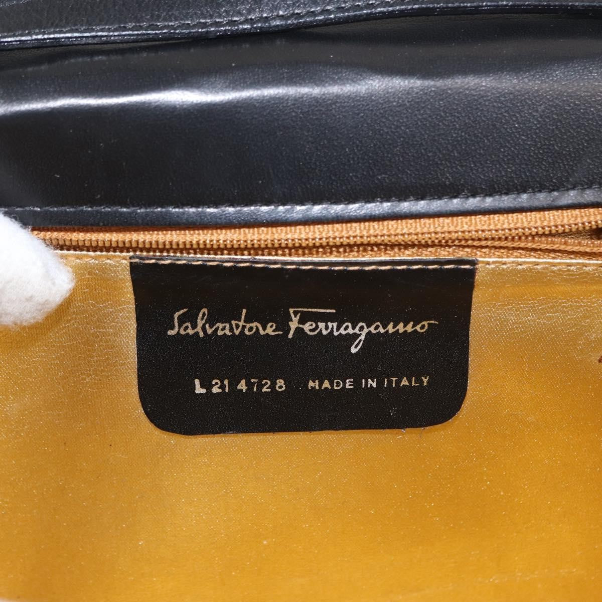 Salvatore Ferragamo Gancini Suede Black Suede Shoulder Bag Bag (Pre-Owned)