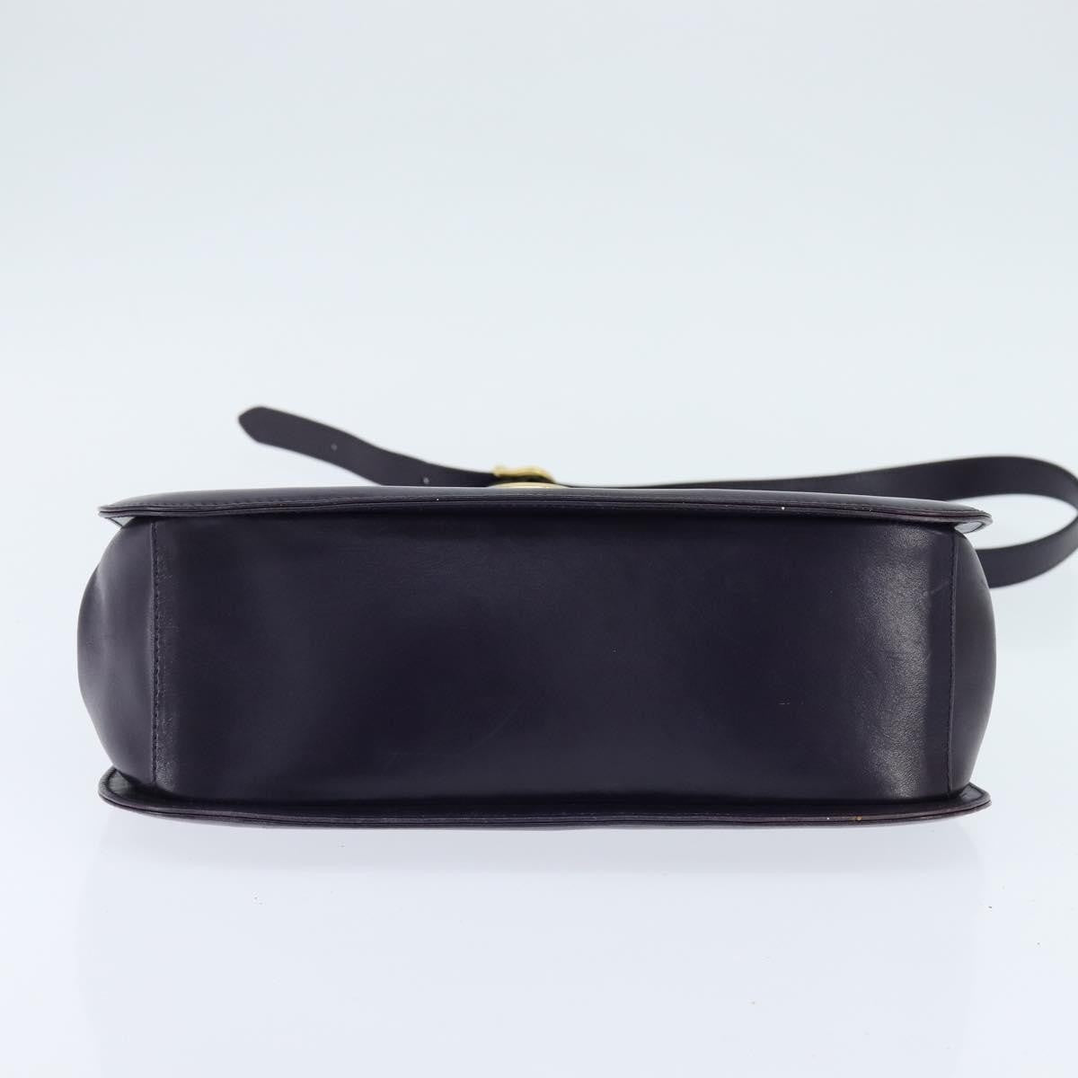 Salvatore Ferragamo Gancini Leather Navy Leather Shoulder Bag Bag (Pre-Owned)
