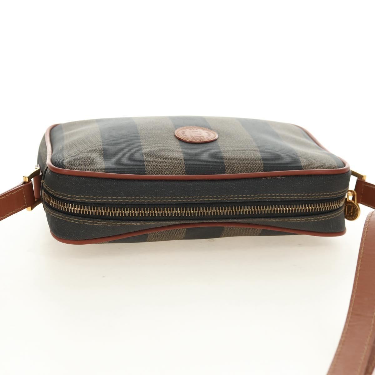 Fendi Vintage Pequin Coated Canvas Brown Canvas Tote Bag Bag (Pre-Owned)