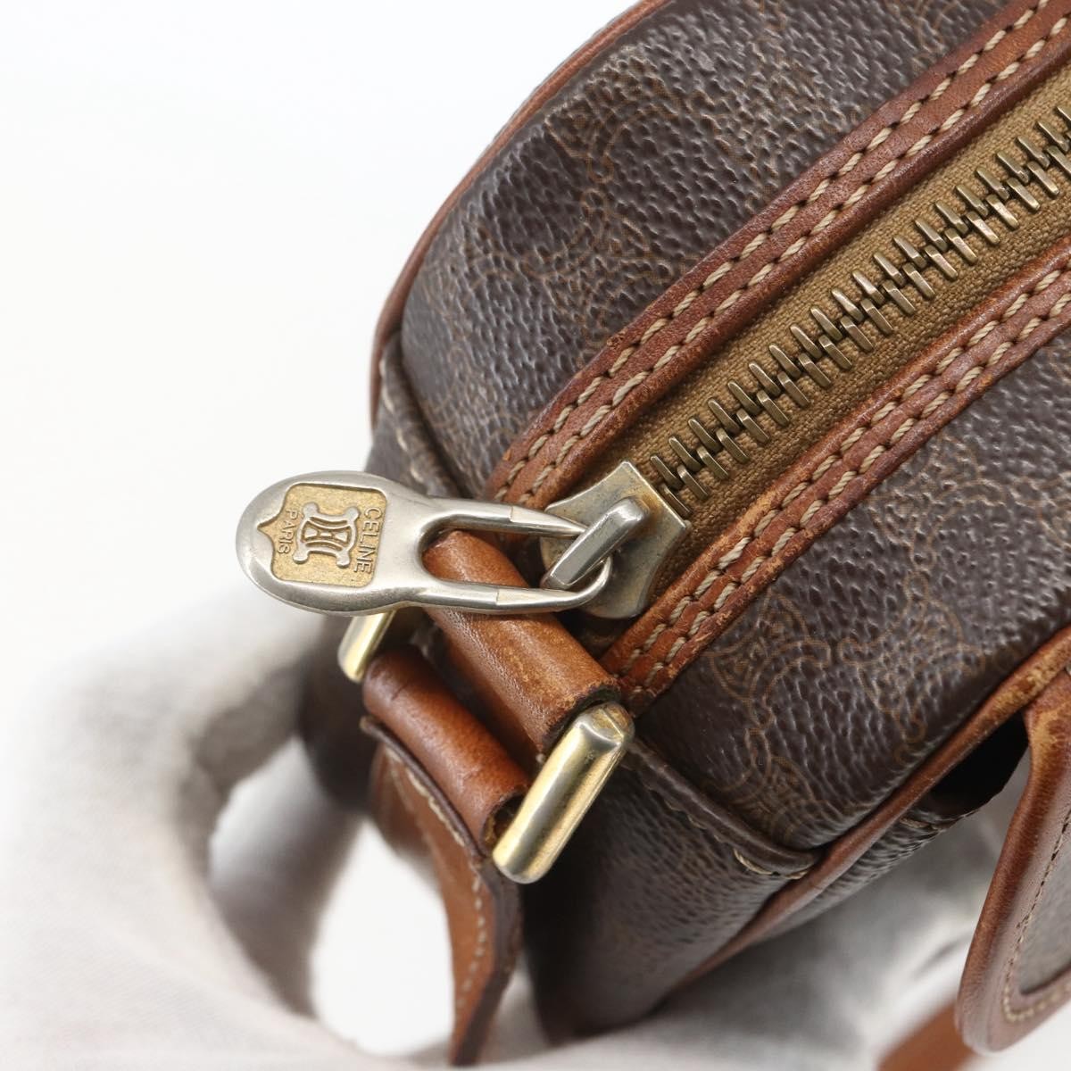 Celine Vintage Macadam Canvas And Leather Brown Canvas Shoulder Bag Bag (Pre-Owned)