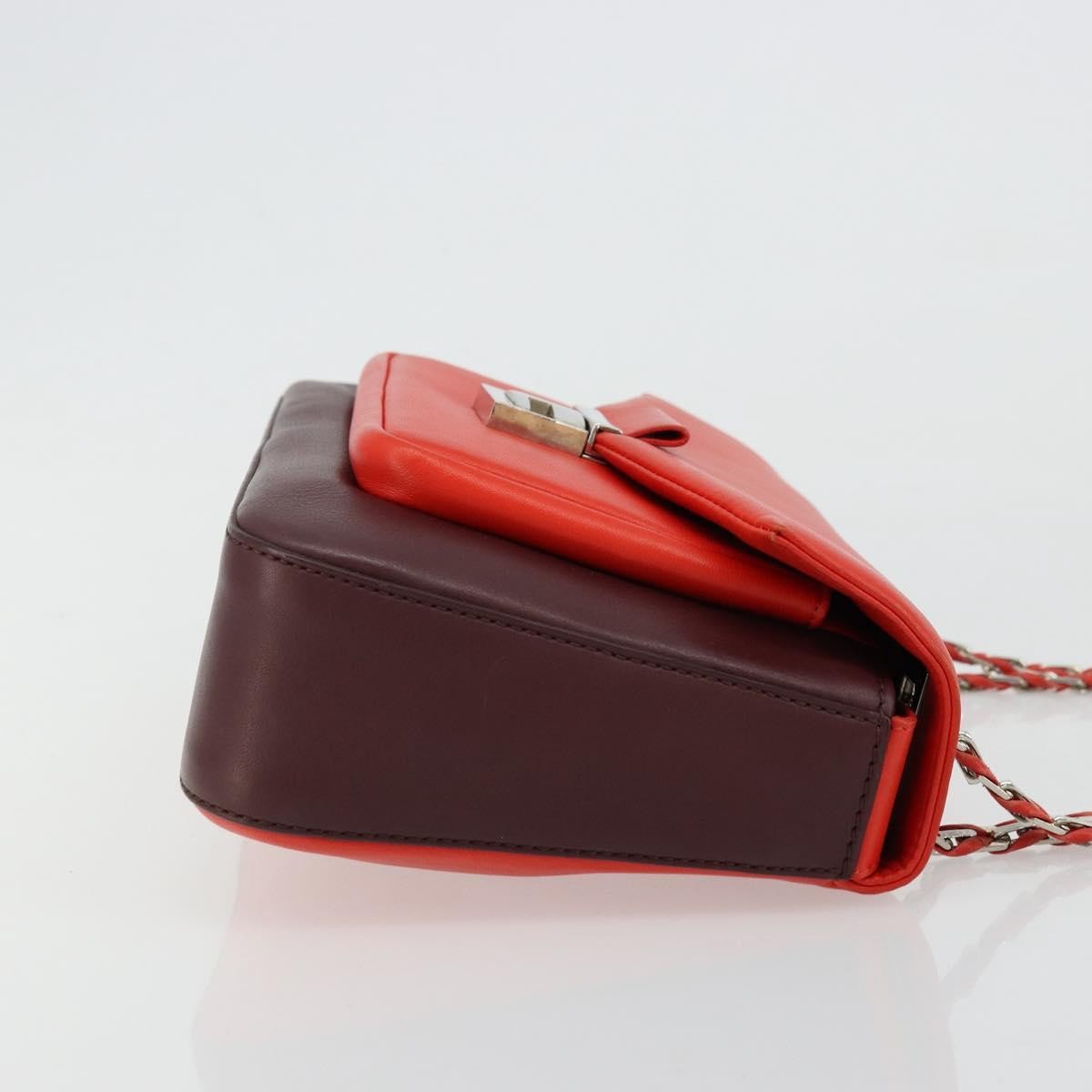 Fendi Be Baguette Flap Leather Red Leather Handbag (Pre-Owned)
