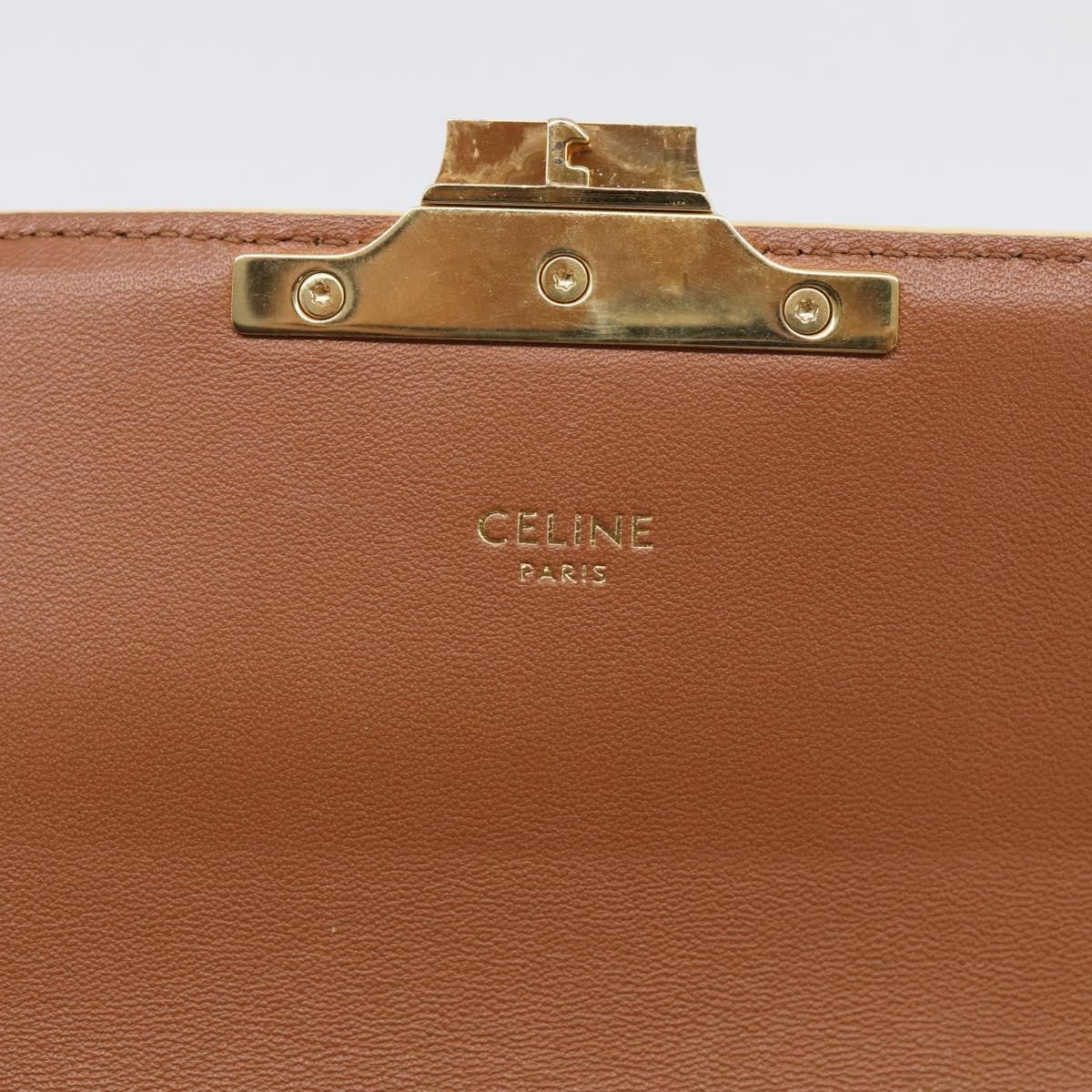 Celine Triomphe East-West Triomphe Coated Canvas White Leather Shoulder Bag Bag (Pre-Owned)