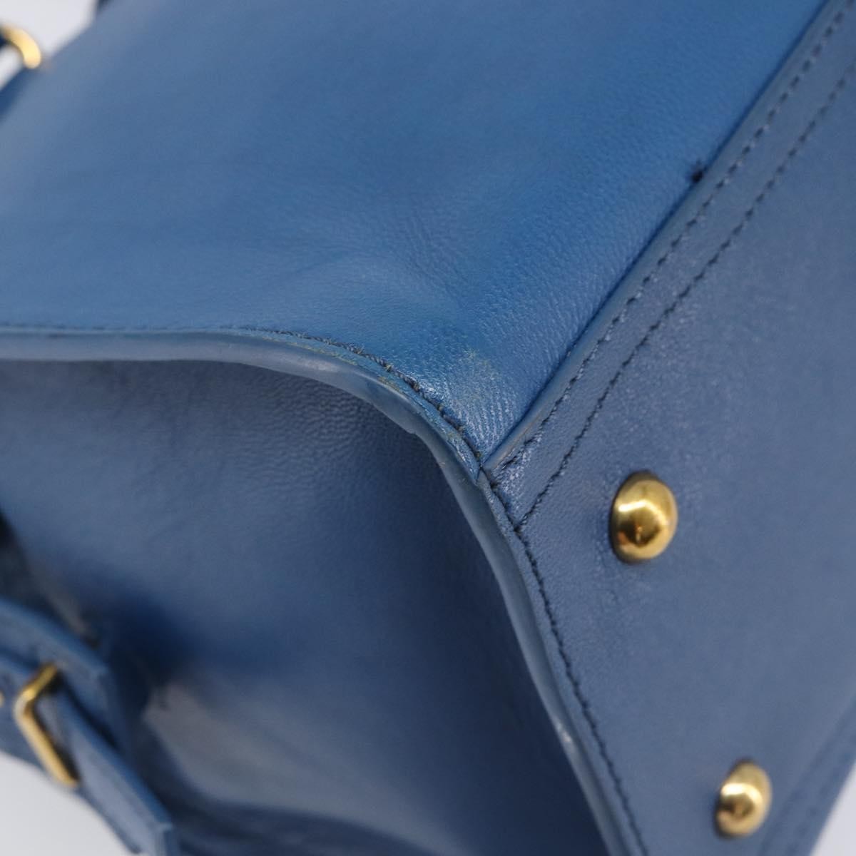 Saint Laurent Chyc Cabas Leather Blue Leather Tote Bag Bag (Pre-Owned)