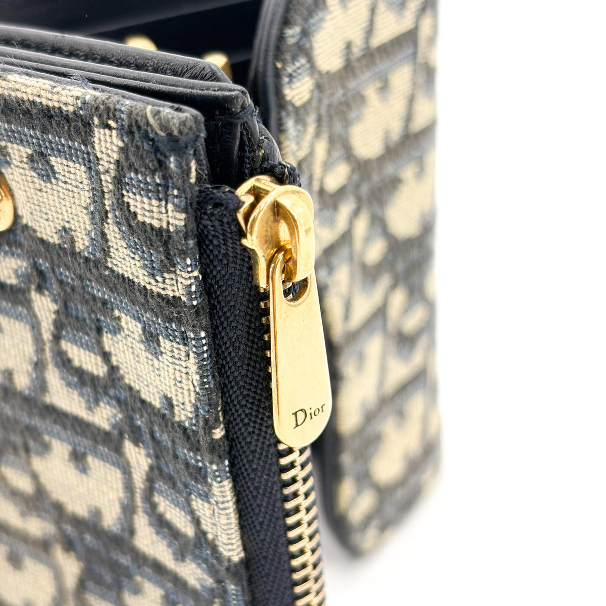 Christian Dior Saddle Flap Oblique Canvas Navy Canvas Wallets Accessory (Pre-Owned)