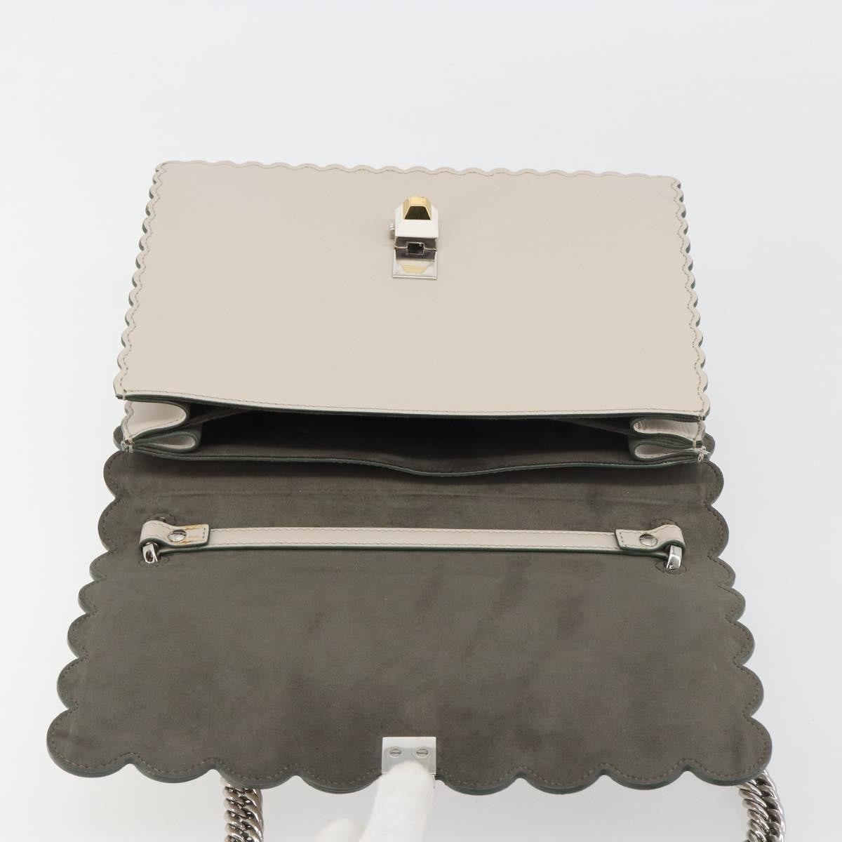 Fendi Kan I Leather Gray Leather Shoulder Bag Bag (Pre-Owned)