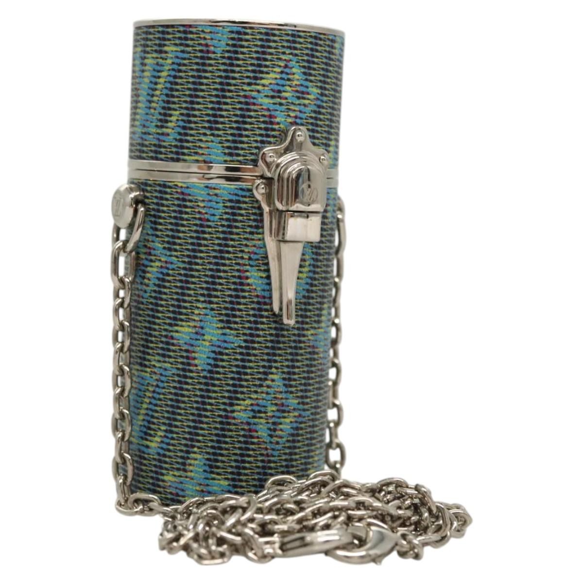Louis Vuitton Lipstick Case On Chain Damier Monogram Lv Pop Canvas Blue Canvas Clutche & Pouche Bag (Pre-Owned)