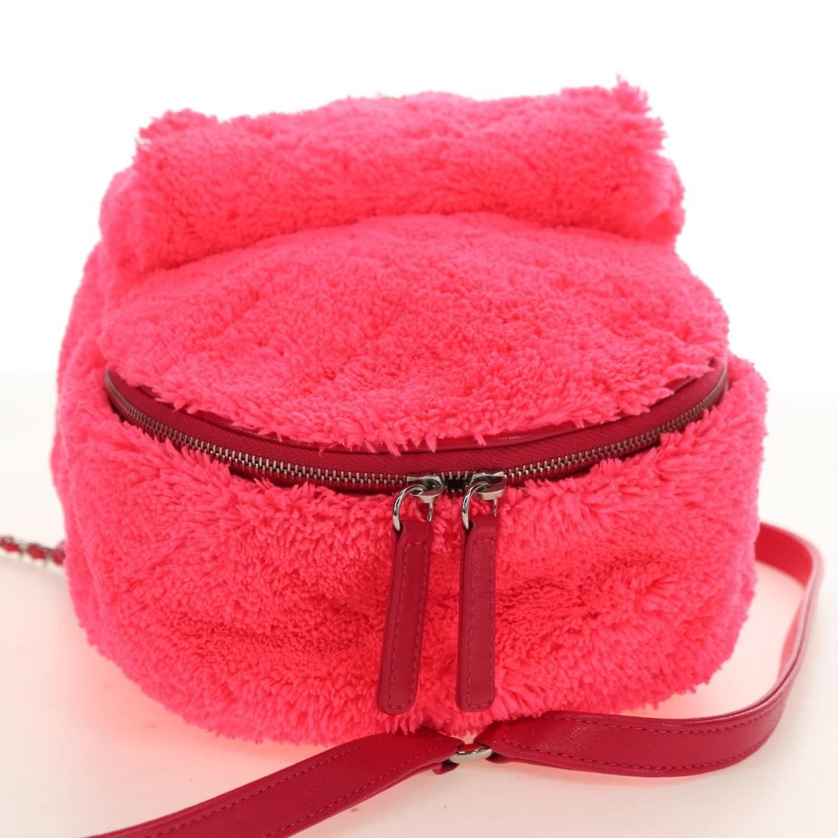 Chanel Coco Beach Quilted Terry Cloth Pink Faux_Fur Backpack Bag (Pre-Owned)