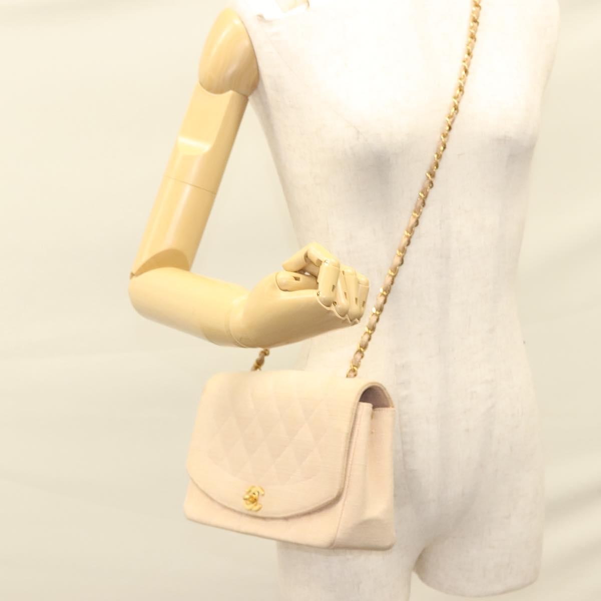 Chanel Vintage Diana Flap Quilted Canvas Pink Canvas Shoulder Bag Bag (Pre-Owned)