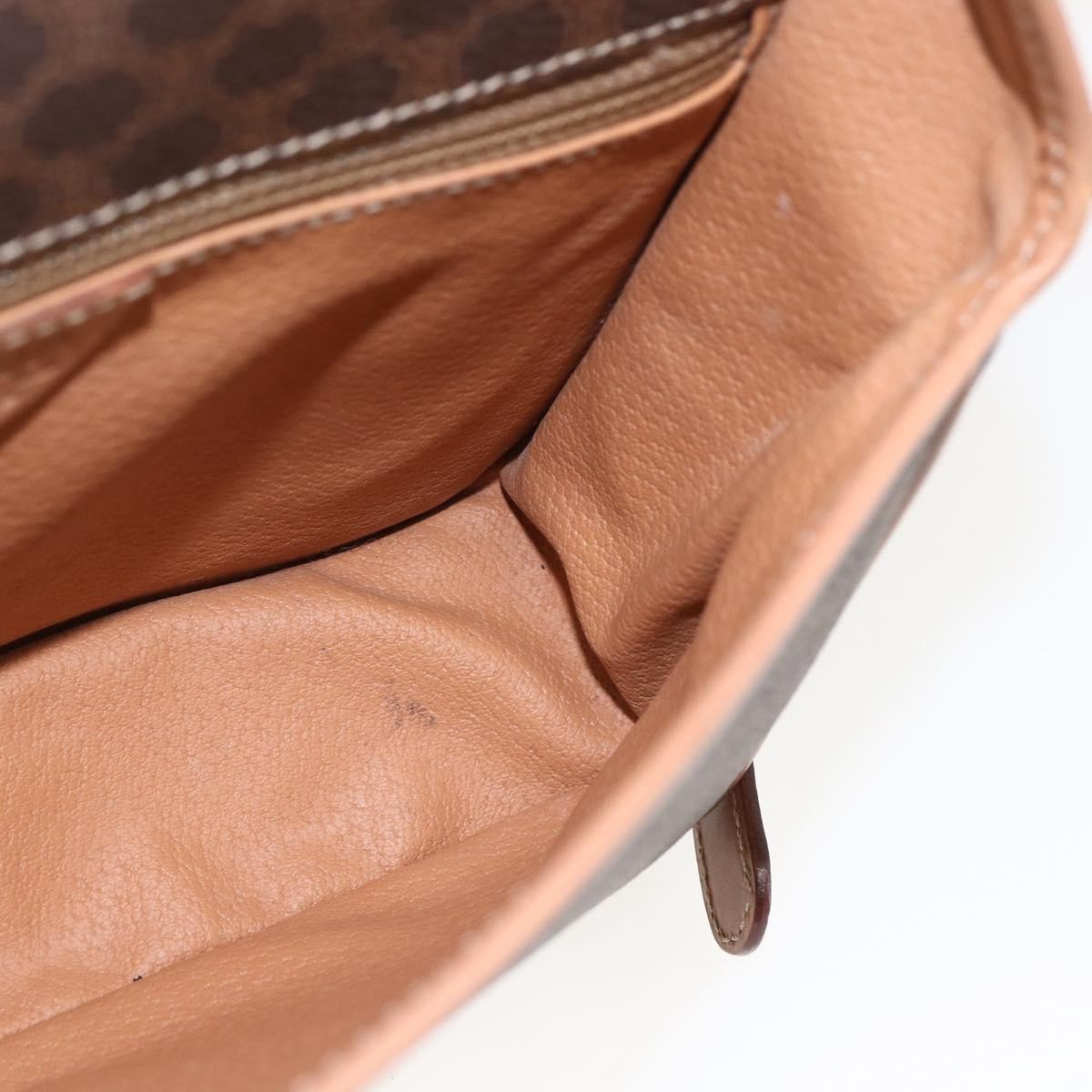 Celine Vintage Macadam Circle Logo Canvas And Leather Brown Canvas Shoulder Bag Bag (Pre-Owned)