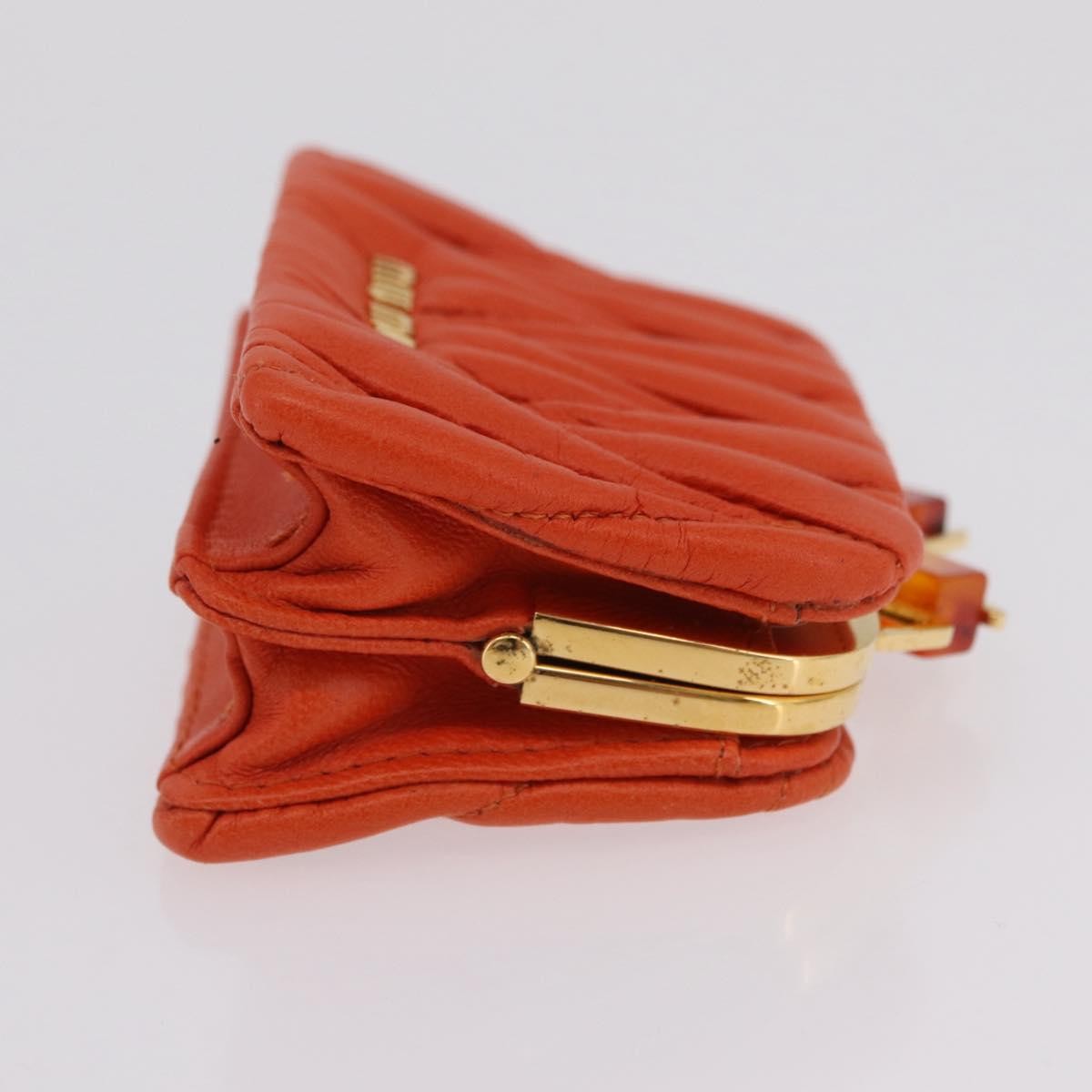 Miu Miu Sword Wallet Charm Leather Matelasse Orange Leather Crossbody Bag Bag (Pre-Owned)